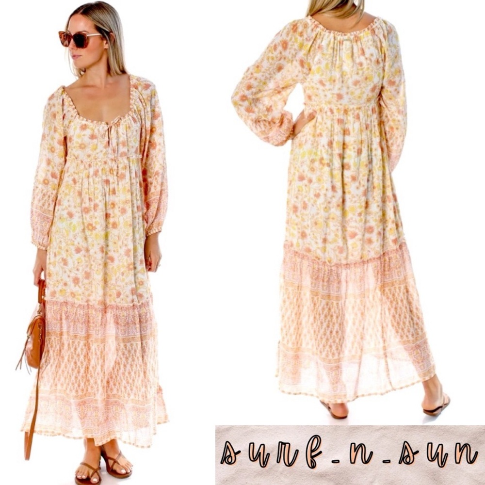 Billabong Endless Sunset Boho Long Sleeve Maxi Dress - Picture 1 of 10